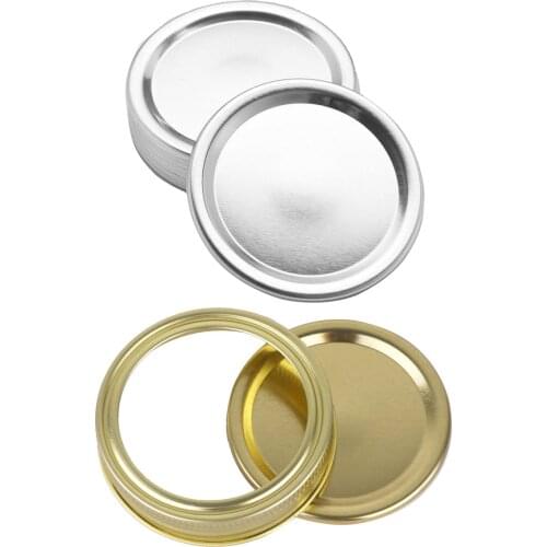 20 Split-Type Metal Lids Anti Leak Secure Storage Canning Caps Regular/Wide Mouth Glass Mason Jars Decor Covers with Seal Rings