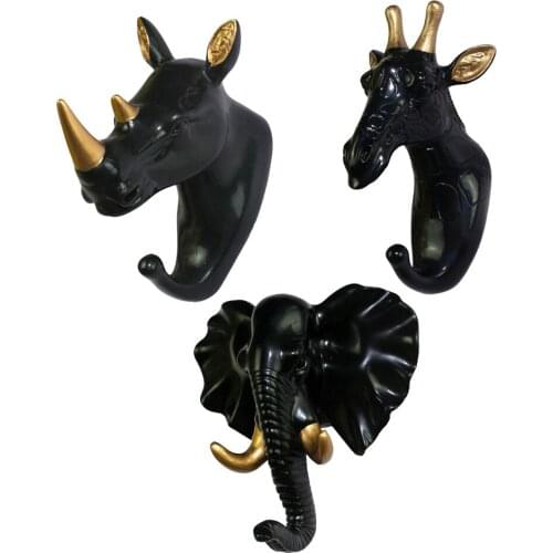 3Pcs Nordic Style Resin Animal Head Decorative Hook for Home Decor