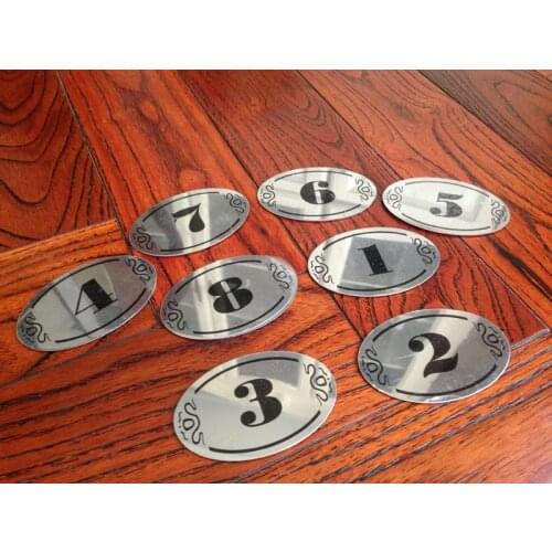5*8cm Stainless Steel 1-60 Number Table Sign Sticker Digital Adhesive Label For Hotel Restaurant Decoration ZA6229