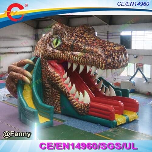 Free sea ship to port,8x7.8m commercial outdoor giant large inflatable dinosaur slide dino dry slide sliding for party rental