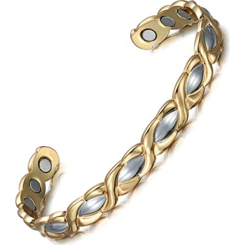 Pure Copper Bracelet for Lady Healing Bio Energy Magnetic Therapy for Arthritis Cuff Adjustable Fashion Jewelry Wristband