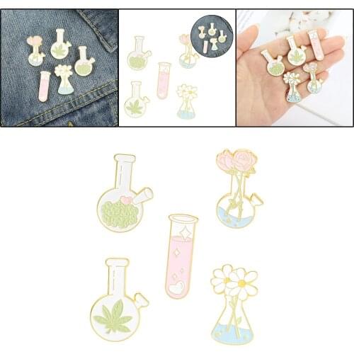 5pcs Brooch Pins Flower Vase Shape Backpack Badges Accessories Gifts For Women Men Jewelry Accessory