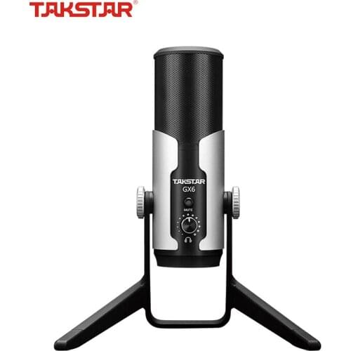 Takstar GX6 USB Digital Condenser Microphone Cardioid Studio Recording Vocals Voice Over with Fold-back Legfor YouTube Podcast