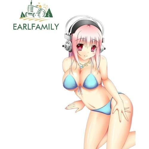 EARLFAMILY 13cm x 7.2cm For Super Sonico Car Stickers Waterproof Fine Decal Fashion DIY Vinyl Car Wrap Personality Campervan