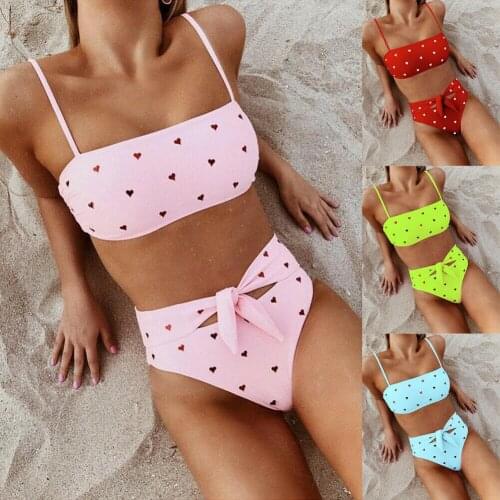 Hot Women High Waist Push Up Bikinis Set Padded Heart Swimsuit Beachwear Swimwear Bathing Suit