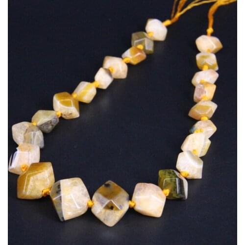 15.5"/strand Yellow Crack Natural Agates Drusy Faceted Nugget Loose Beads,Raw Onxy Geode Gems Graduated Pendants Jewelry Making