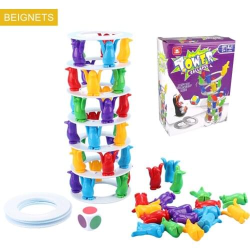 Kids Penguin Tower Collapse Balance Game Toy Funny Party Games Crazy Penguin Crash Tower Thrill Challenge Toys