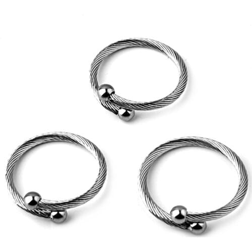 4pcs 2018 New Listing Simple Fashion Stainless Steel Double Ball Hand-woven Men And Women Open Ring