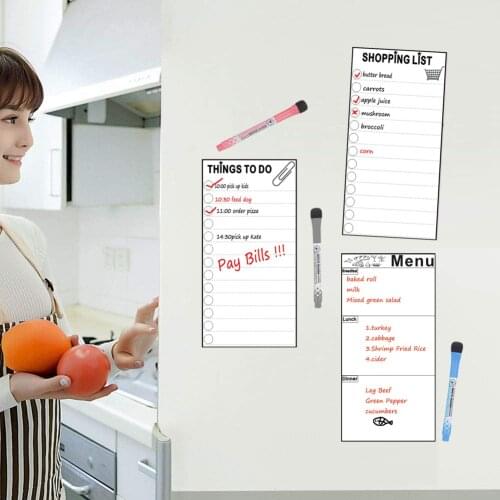 3pcs Dry-Erase Magnetic Writing Board for Fridge White Board Memo Pad Daily Planner To Do List Grocery List Menu Sheet Kitchen