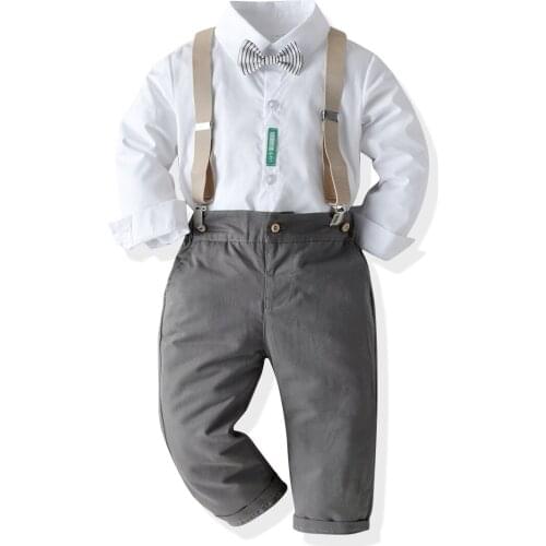 2021 Trendy Childrens Clothing Sets White Shirt Formal ClothesBoutique Kids Clothing Gentleman Suit Boys Outfits Ropa De Bebe