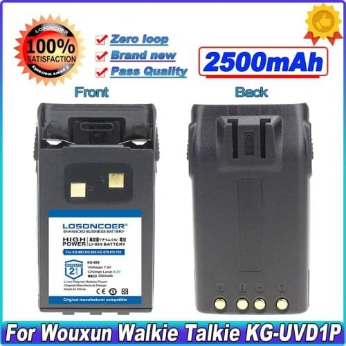 LOSONCOER 2500mAh Battery For Wouxun CB Radio Walkie Talkie KG UVD1P KG-883 KG-659 KG-669 KG-679 KG-699 KG-703 Battery