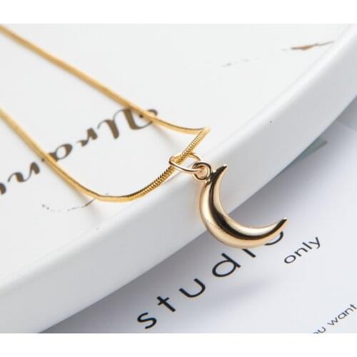 Minimalist Cute Golden Moon Star Shape Pendant Snake Chain Necklaces For Women And Girls Party Accessories 2020 Charm jewelry