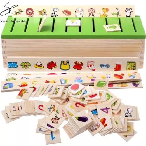 Montessori Early Educational Puzzles Toys Children Intelligence Learning Puzzle Wooden Creature 3D Kids Sorting Math Puzzle
