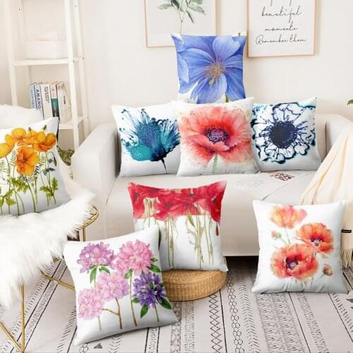 Modern Art Floral Thin Linen Pillowcase Watercolor Flower Illustration Cushion Decorative Pillow Home Decor Sofa Throw Pillows