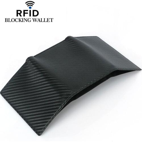 New Carbon Fiber Slim Credit Card Holder Thin RFID Tri-fold Wallets PU Leather Driver License Cover Holder For Men Card Wallet