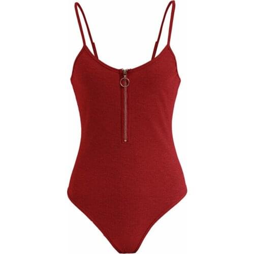 Skinny Body Suits Black Rompers Knitted Bodysuits 2020 New Summer Rib Zipper Sleeveless Women Sexy Overalls Jumpsuit Mujer M0778