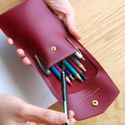 Plepic High-grade Leather Pen Bag, Creative New Business Pen Storage Bag, Large Capacity Stationery Pen Storage Working,Empty