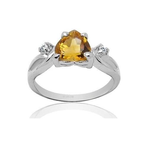 Fashion Heart Crystal Silver Ring for Daily Wear 5mm Natural Citrine Ring 925 Silver Citrine Jewelry Gift for Woman