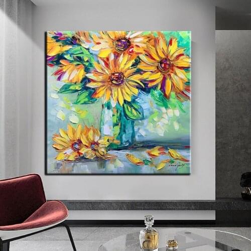 Hand Painted Flower Oil Painting Painting On Canvas High Quality Country Modern Wall Pictures For Living Room Abstract Decor