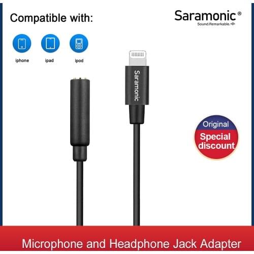 Saramonic SR-C2002 Female 3.5mm to Apple MFi Certified Lightning Microphone Cable Compatible with iPhone, iPad Smartphones