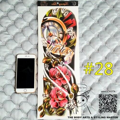 SHNAPIGN "Timeless Life" Full Sleeve Temporary Body Art, 48*17cm Flash Tattoo Stickers,Waterproof Tatto Adult Sex Products Henna