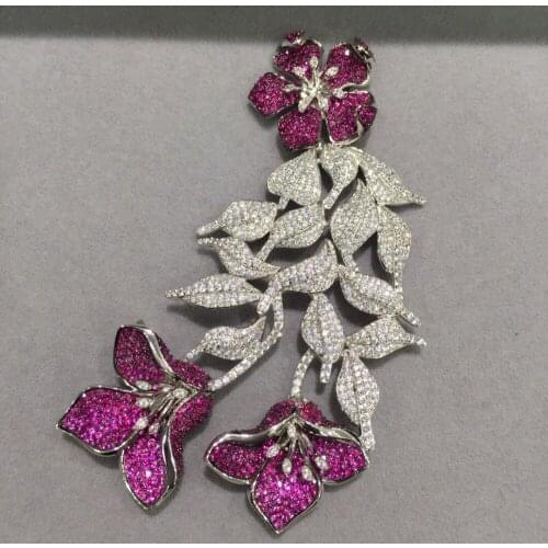 Jewelry findings connectors for necklace 925 sterling silver with cubic zircon flower DIY fashion women jewelry free shipping