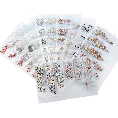 6 Size Nail Art Rhinestone Ab Crystal 1440pcs/bag Shining Non Hotfix Flatback Rhinestone For Nails Gems 1.4/1.6/1.8/2/2.2/2.4mm