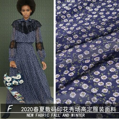 2020 spring and summer georgette fabric small flower digital printing clothing dress fabric show advanced customization
