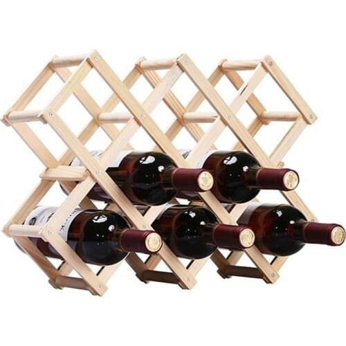 Nordic Style Solid Wood Wine Rack Foldable Wooden Red Wine Glass Holder Racks for Multi-bottles
