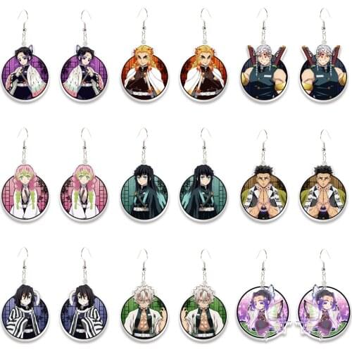 Japan Anime Demon Slayer Kimetsu no Yaiba Kamado Tanjirou Ornaments Drop Earrings Acrylic Cartoon Figure Ornament Dangle