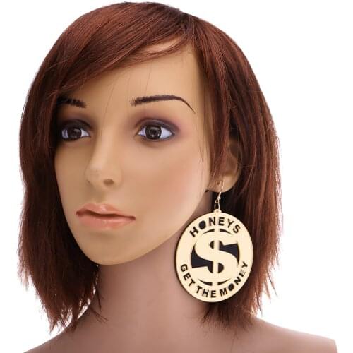 Women Fashion US Dollar Shape Earrings Big Size Trendy Hip Hop Earrings