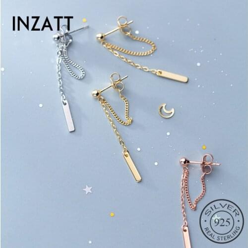 INZATT Real 925 Sterling Silver Elegant Chain Tassel Drop Earrings For Fashion Women Cute Wedding Fine Jewelry 2019 Accessories