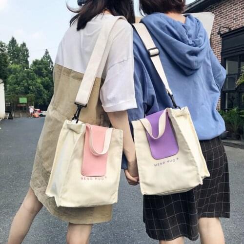 Women Hasp Shoulder Bags For Teen Girl Casual Canvas Handbag Chic Wind Foldable Shopping Bag Korean Student Travel Crossbody Bag