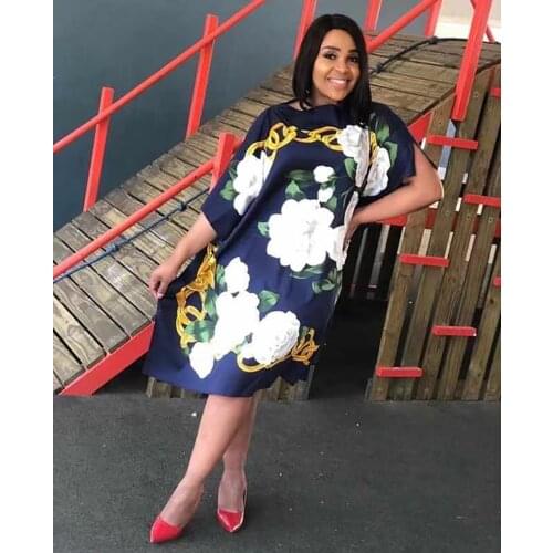 Print Loose Bat Sleeve New Chiffon Silk Fabrics Africa Dashiki Cover-Ups Short Dress For Lady Free Size 100*100CM