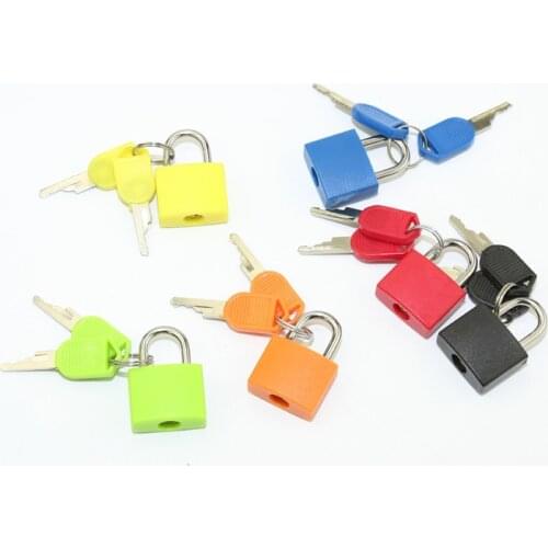 1PC Small Mini Strong Steel Padlock Travel Suitcase Diary Lock With 2 Keys Colored Plastic Case Padlock Decoration 22.5x30.2mm
