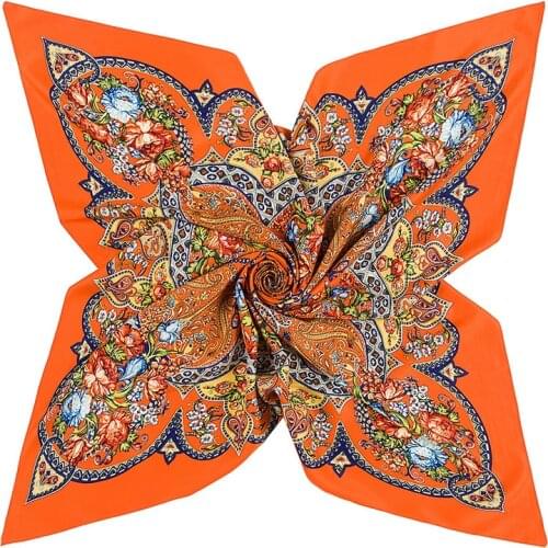 100% Silk Scarf Women Square Scarves Wraps 2019 Bohemia Geometric Flowers Bandana Female Foulard Silk Muslim Hijab Lady Bufandas