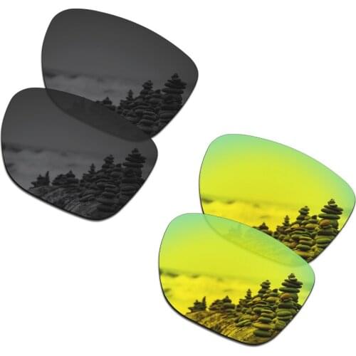 SmartVLT 2 Pairs Polarized Sunglasses Replacement Lenses for Oakley Crossrange XL Stealth Black and 24K Gold