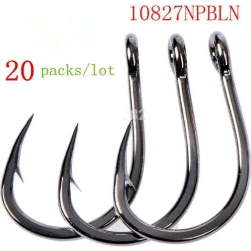 20packs/lot Mustad 10827np# hooks ocean boating fishing barbed 4X strong iron board hooks live bait jig hook jigbait tuna hook