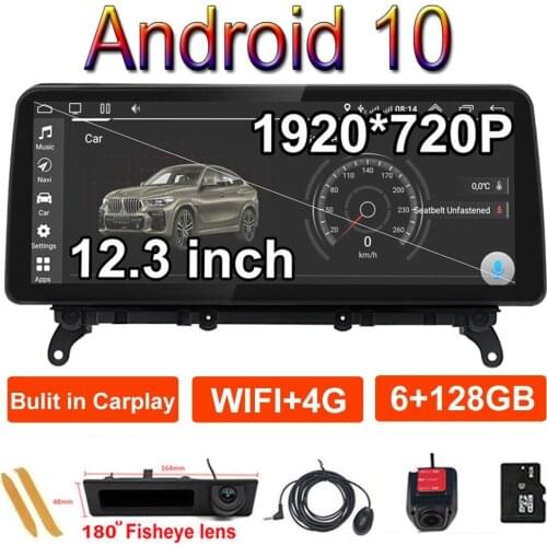 12.3" Blue Anti-Glare Screen Android 10.0 Car Multimedia Player Navigation Carplay + Auto For BMW X3 F25 / X4 F26 CIC NBT System
