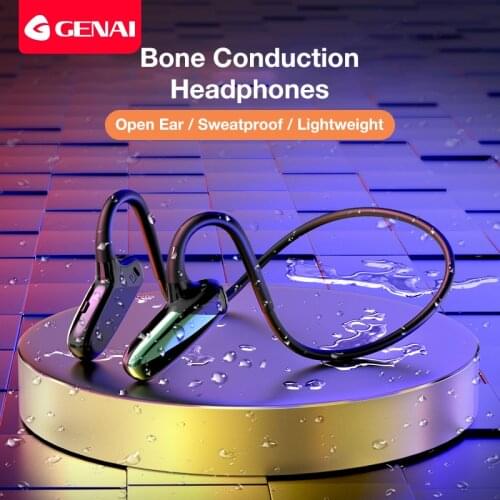 GENAI Bone Conduction Headphones Bluetooth Wireless Sports Earphone IP55 Headset Stereo Hands-free with Microphone For Running
