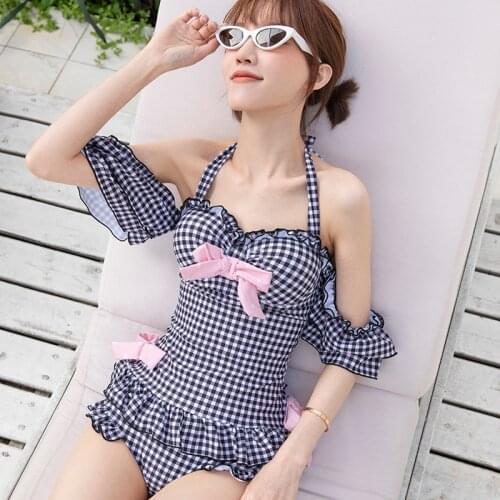 High Waist Bikini Women Lattice Swimwear Bowknot Push Up Biquini Swimsuit Woman Two Piece Korean Style Bathing Suit Tankini