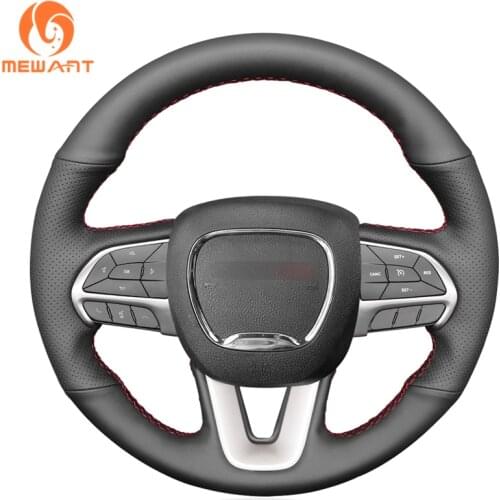MEWANT Black Artificial Leather Steering Wheel Cover for Dodge Challenger Dodge Charger 2015-2021 Dodge Durango 2018-2021