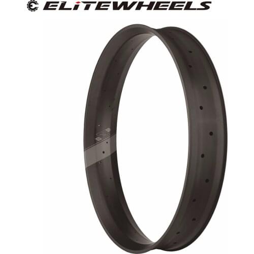 ELITEWHEELS 26er Snow Beach Bike Fatbike Rims 65/80/90/100mm Width Fat Rim Toray T700 Carbon Fiber Hookless Tubeless Ready