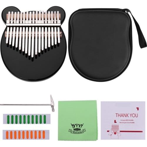 Muslady 17-Key Thumb Piano Black Acrylic Kalimba Mbira Musical Instrument with Carrying Case Tone Stickers Tuning Hammer