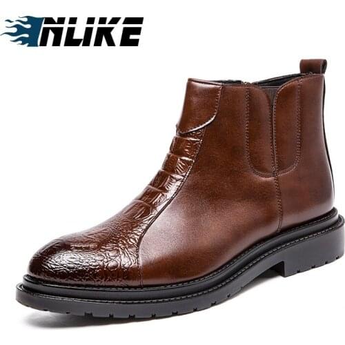 INLIKE Hot Sale Boots Men Warmest Leather Boots Handmade Outdoor Winter Working Boots Vintage Style