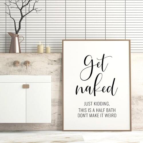 Bathroom Canvas Painting Get Naked Just Kidding Posters and Prints Nordic Minimalist Art Wall Picture for Shower Room Decor