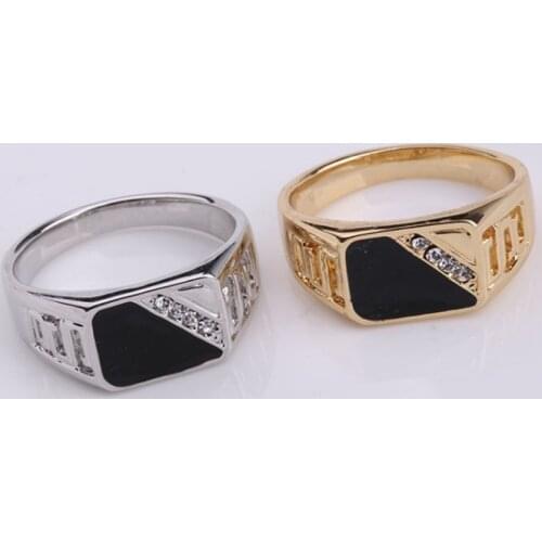 Classic Size 7-12 Good Quality Men Jewelry Accessories Gold/Silver-Color Black Enamel Male Finger Titanium Stainless Ring