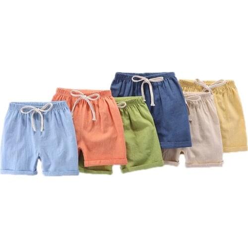 Toodler Pants Summer Boys Girls Shorts Sandy Beach Hot Pants Infant Children Casual Solid Color Cotton Clothing Kids Costume