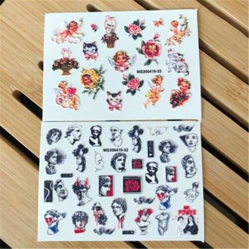 DIY 6D Fashion New Style Angels Nail Stickers Cubic Water Slide Nail Decals Nail Sticks Acrylic