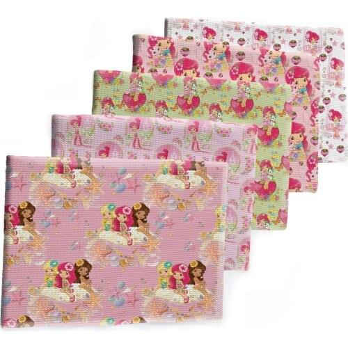 Cute Pink Girl Cartoon Character Bullet Textured Patchwork Tissue Kids home textile 50*145cm